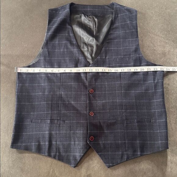 Men’s Plaid 3 Piece Slim Fit Formal Business Suit Jacket 44 Pants 40 NWT - Picture 9 of 15